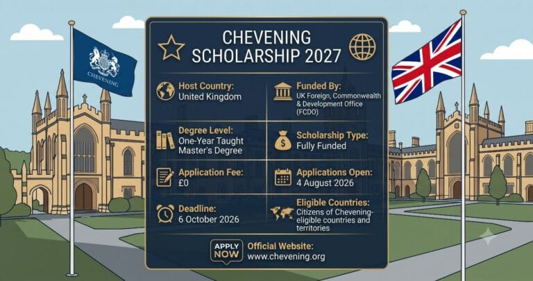 Chevening Scholarship 2027 Fully Funded Master's and PhD Scholarship in UK