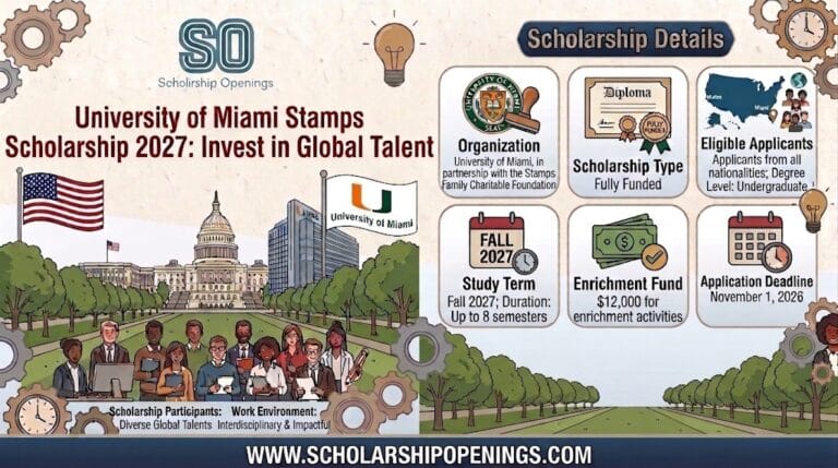 University of Miami Stamps Scholarship 2027